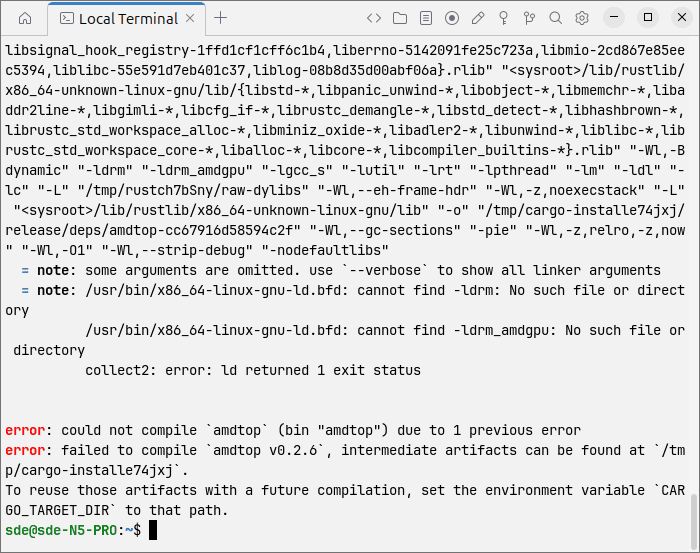 Missing library when trying to install with Cargo