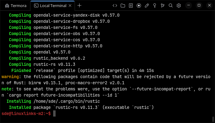 Installing rustic