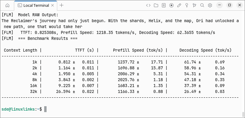 Benchmark results