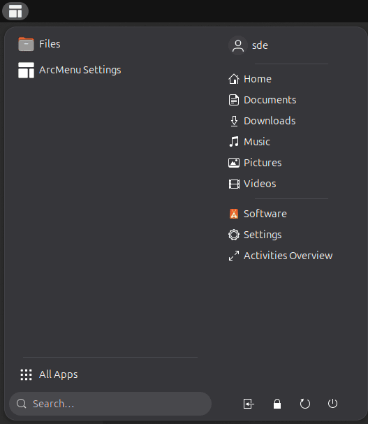ArcMenu in action