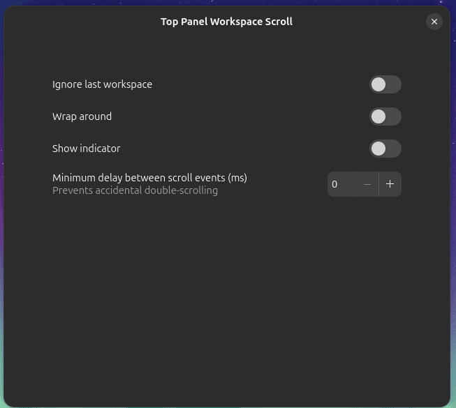 Top Panel Workspace Scroll