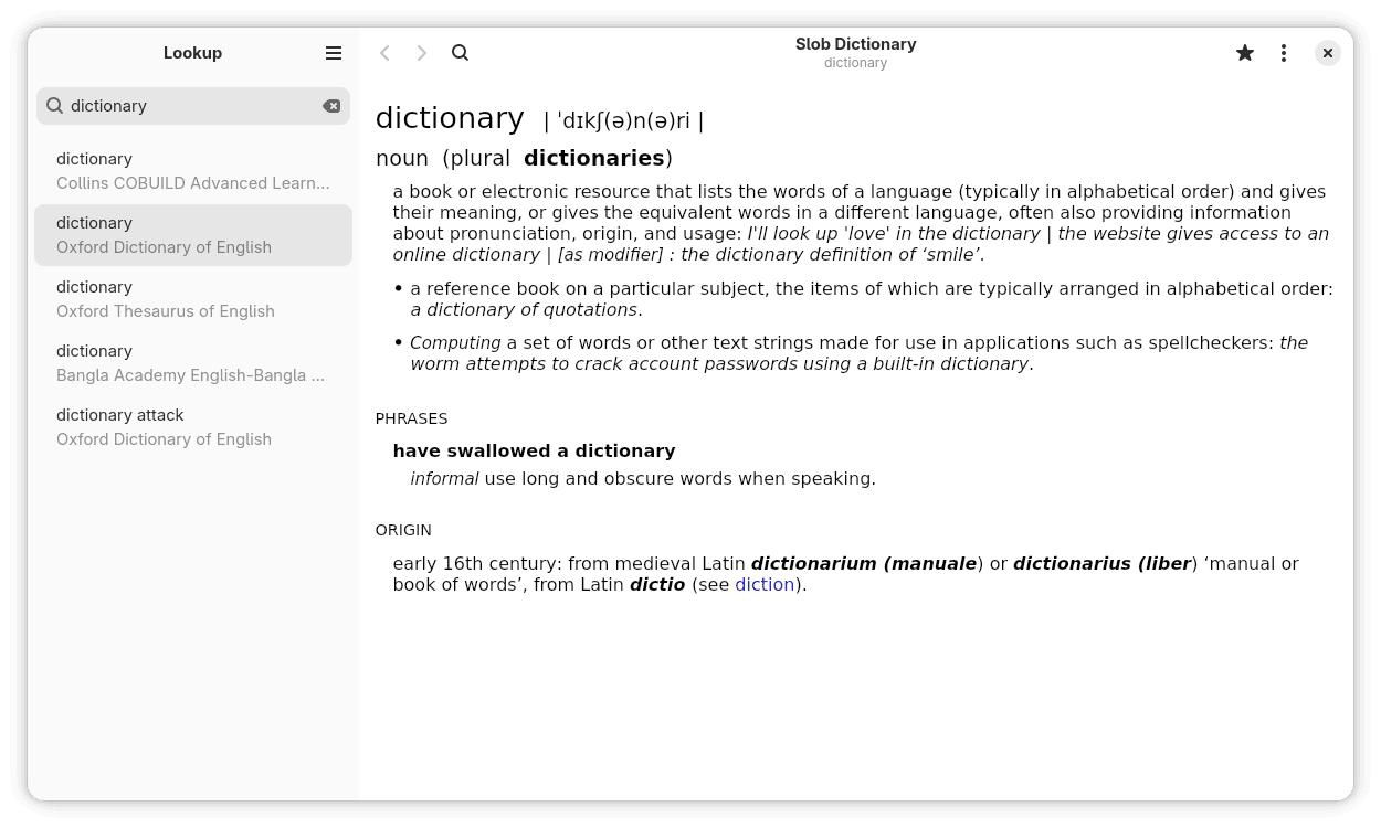 Slob Dictionary in action