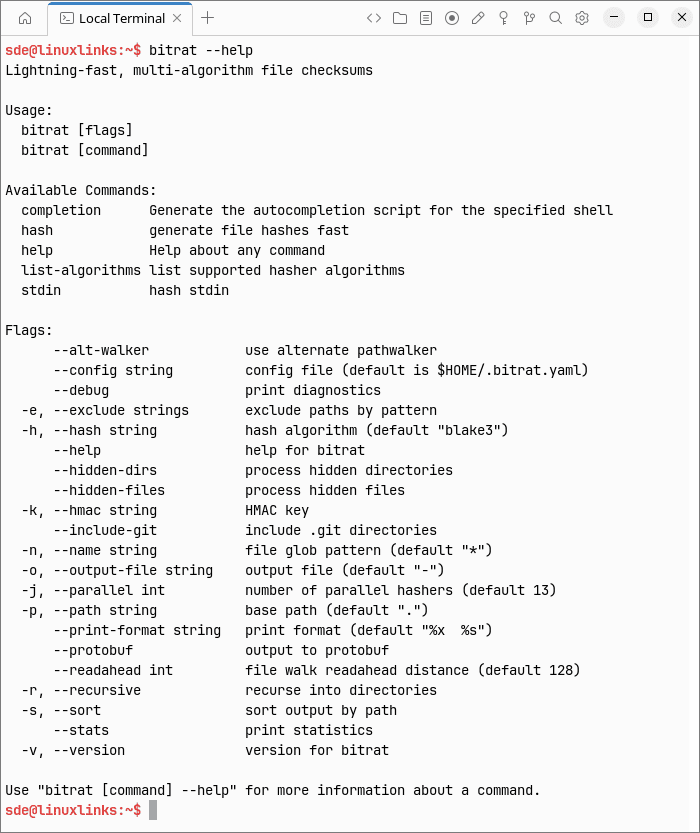 bitrat flags and commands