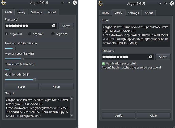 Argon2 GUI in action