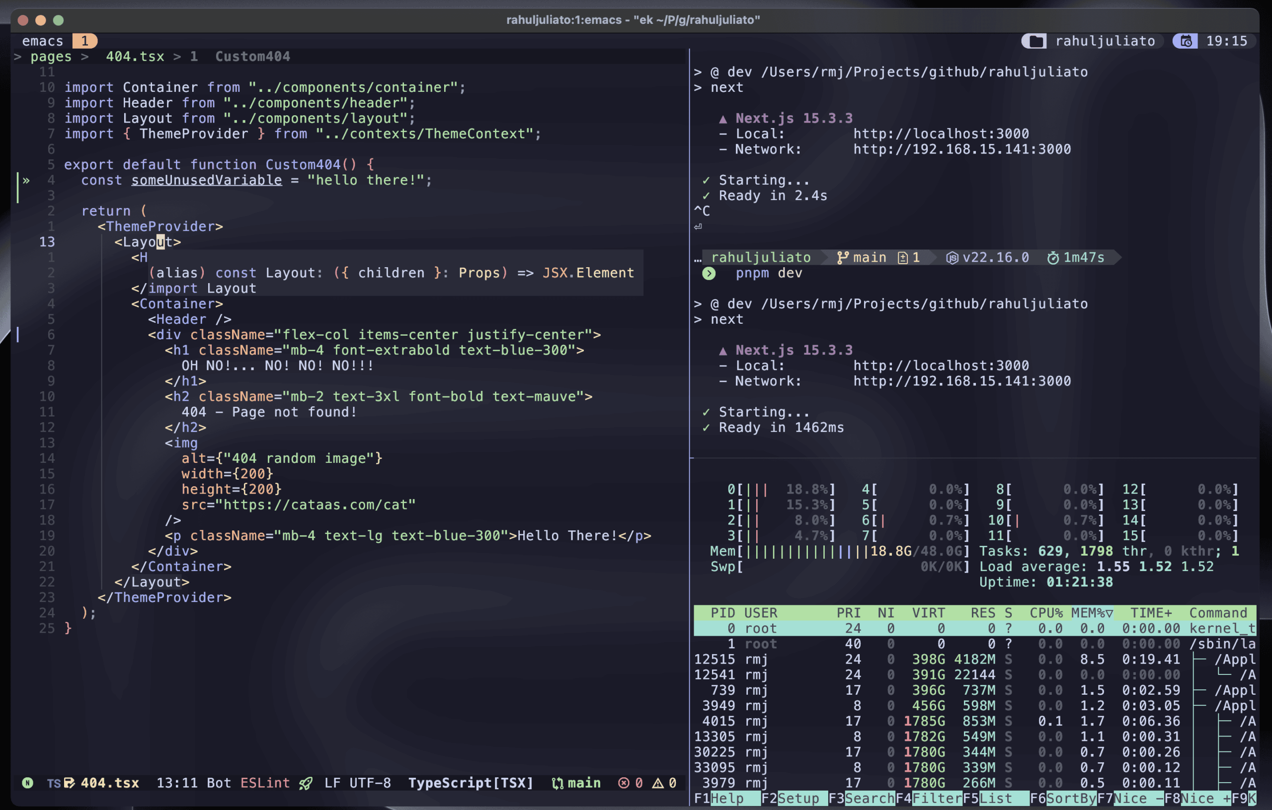 Emacs Kick in action