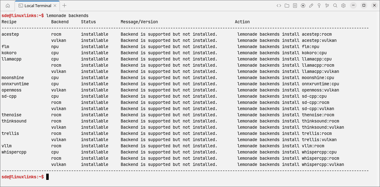 Available backends